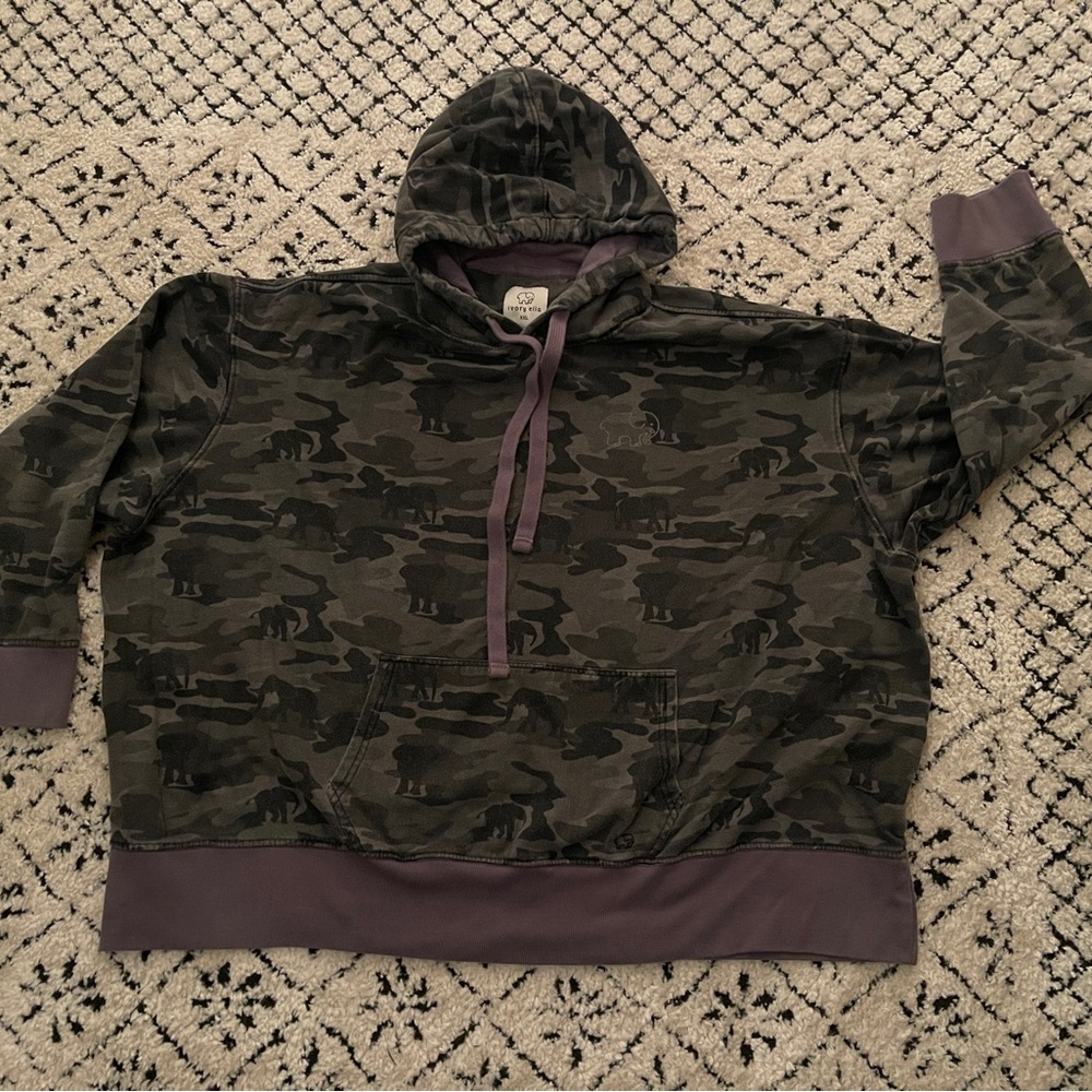 Ivory Ella Camo Hoodie Sweatshirt XXL